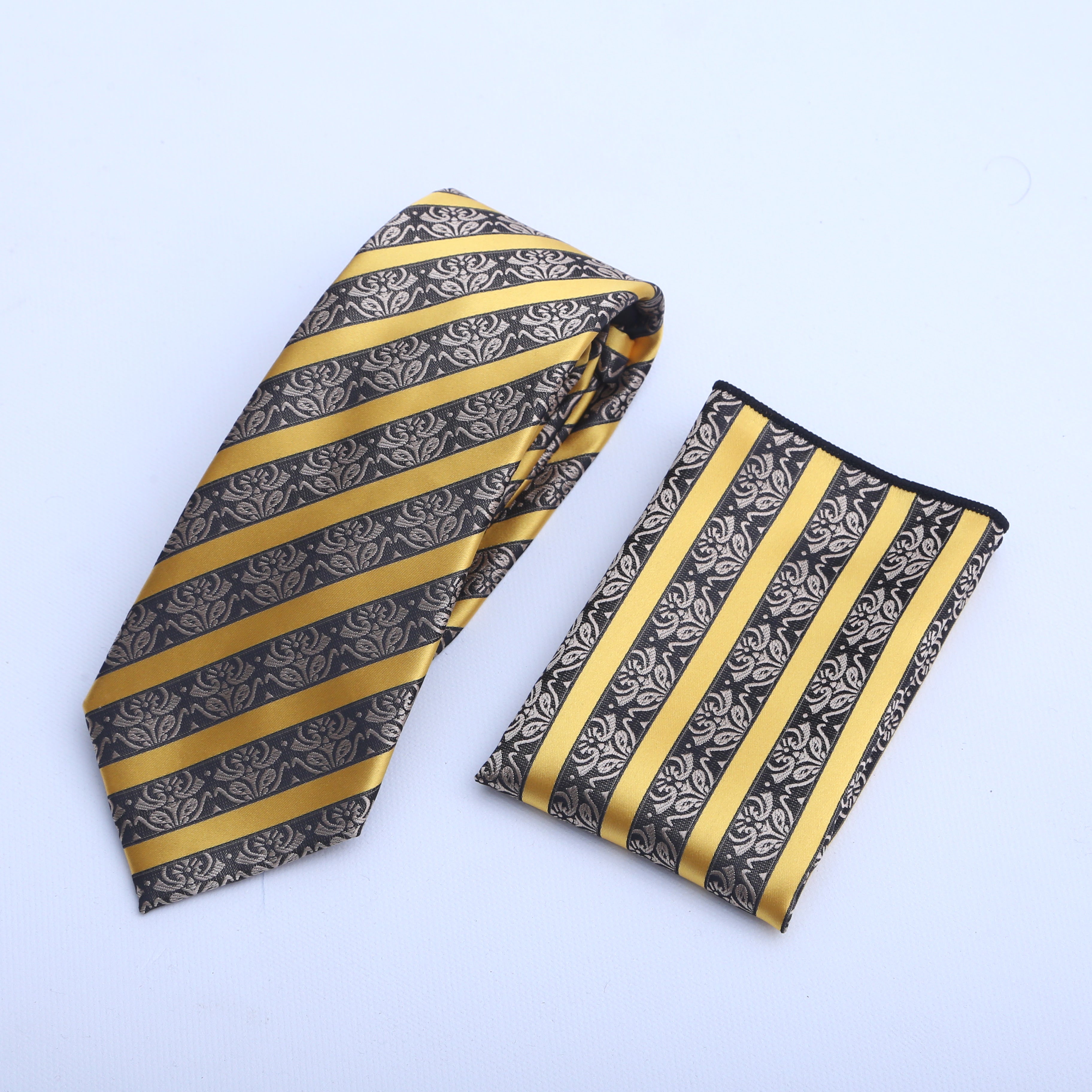 Dull Golden Tie and Pocket Square