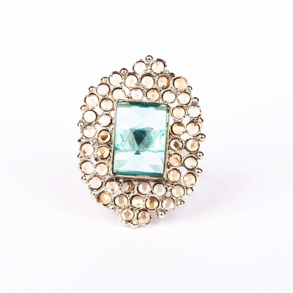 Cushion Cut Green Stone Ring