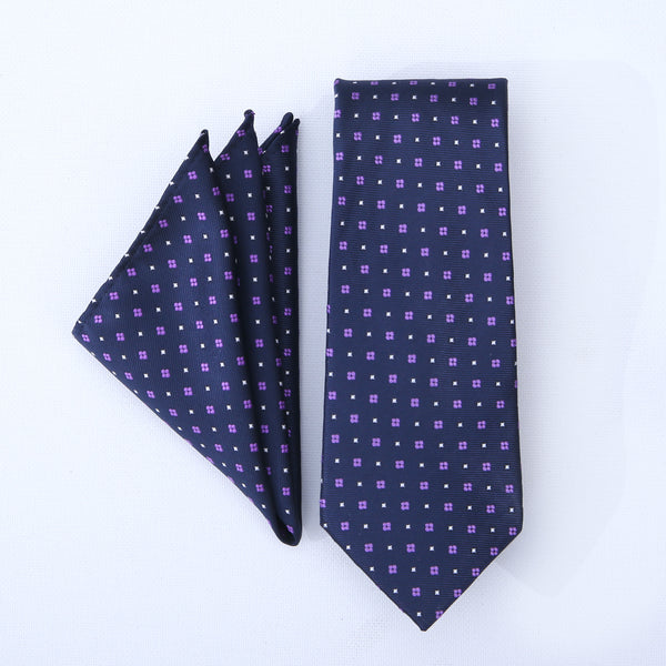 BLUE PRINT TIE & POCKET SQUARE