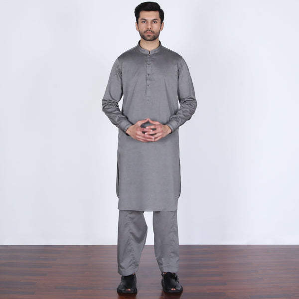 SMOKE GREY STITCHED COTTON SUIT (ART156)