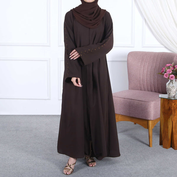 PERFECT BROWN FRONT OPEN ABAYA(PR900)