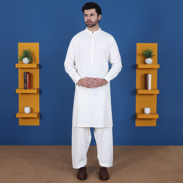 Off White Stitched Shalwar Kameez (ART224)