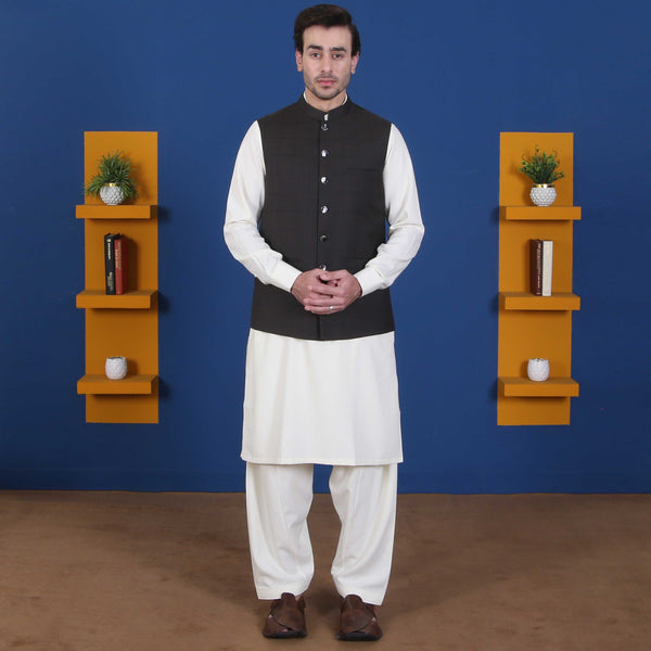 CHARCOAL GREY ITALIAN WAIST COAT(ART255)