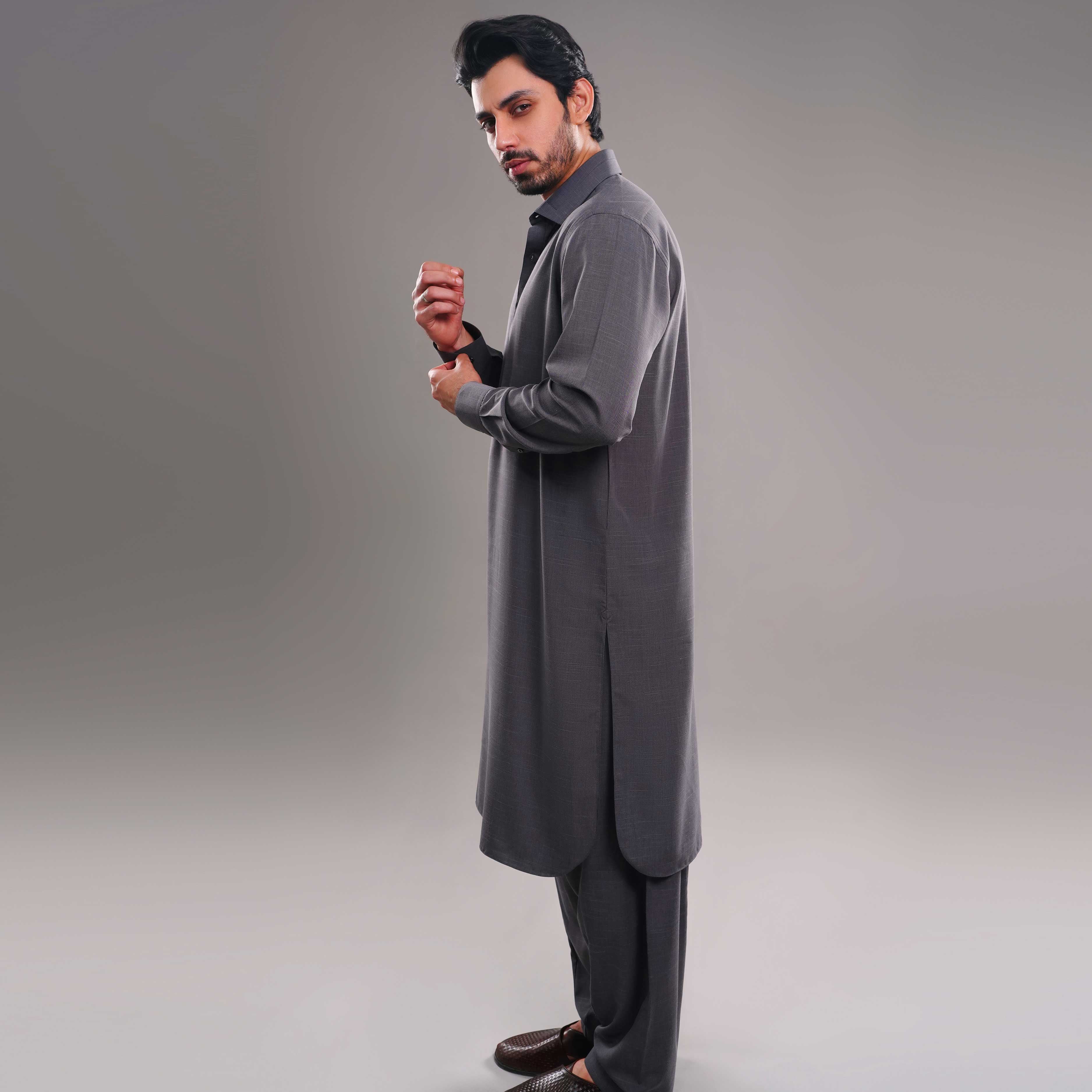 CHARCOAL WEAVE WASH & WEAR SUIT(ART237)