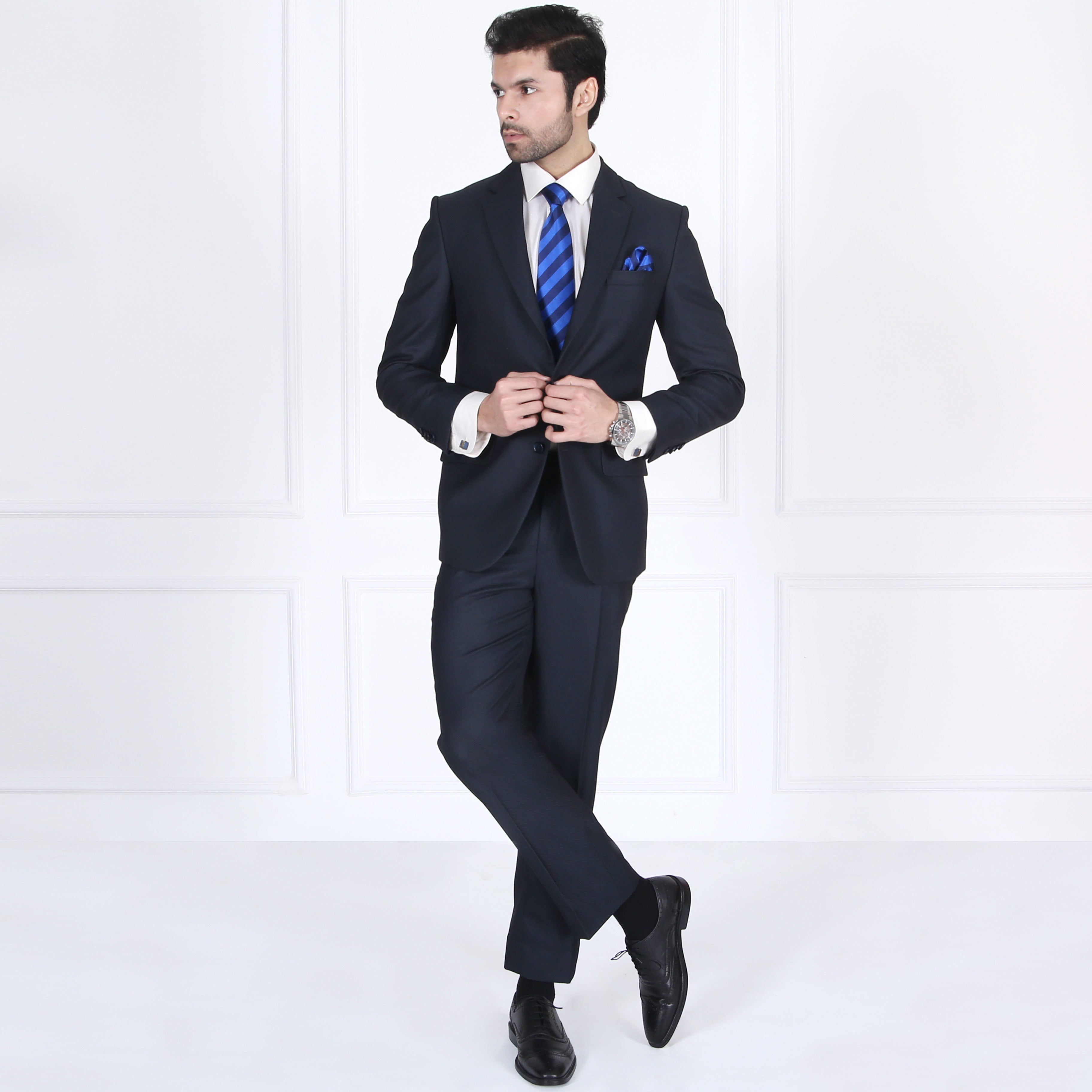 BLACK GREY 2PCS SUIT