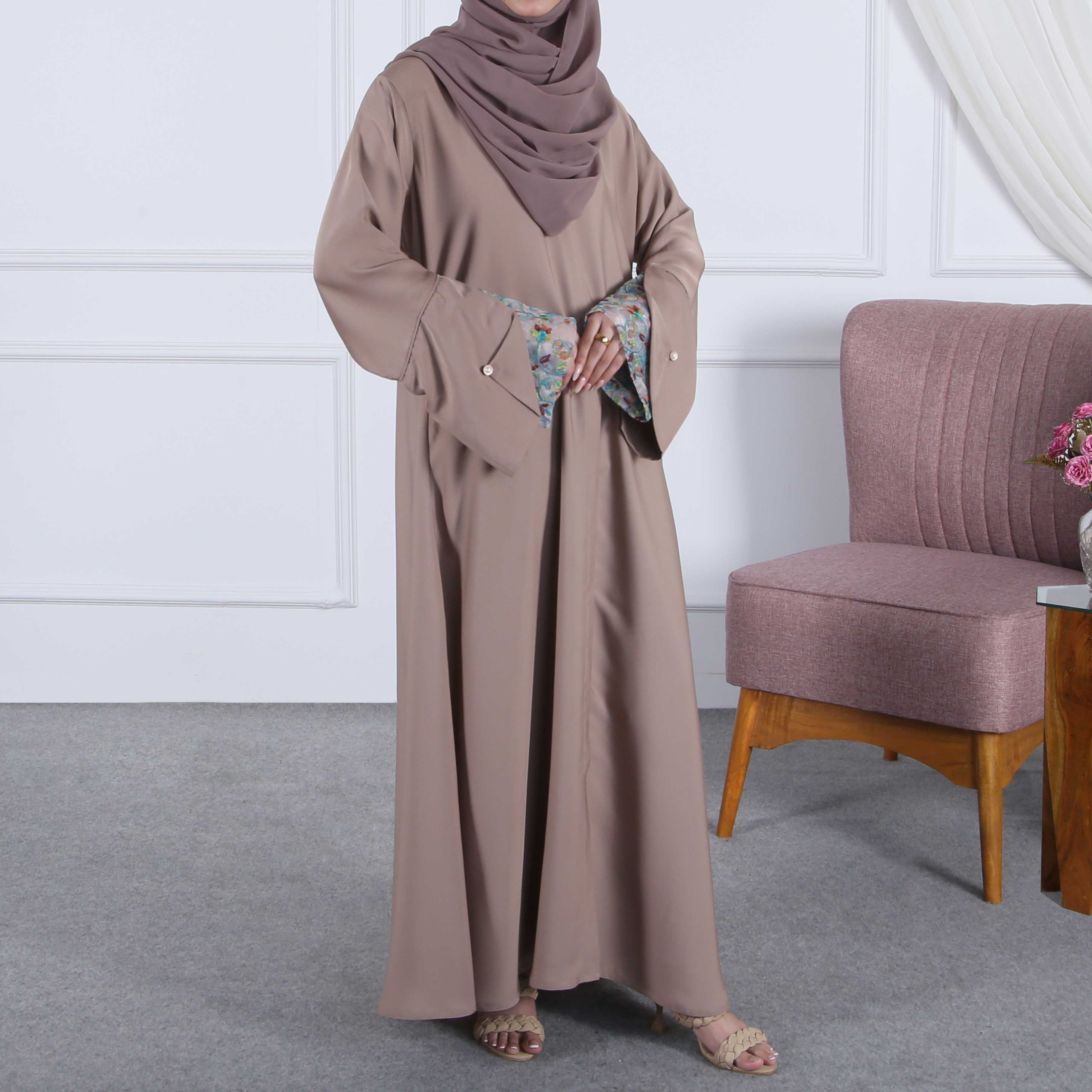 SOPHISTICATED ROSY BROWN ABAYA(PR891)