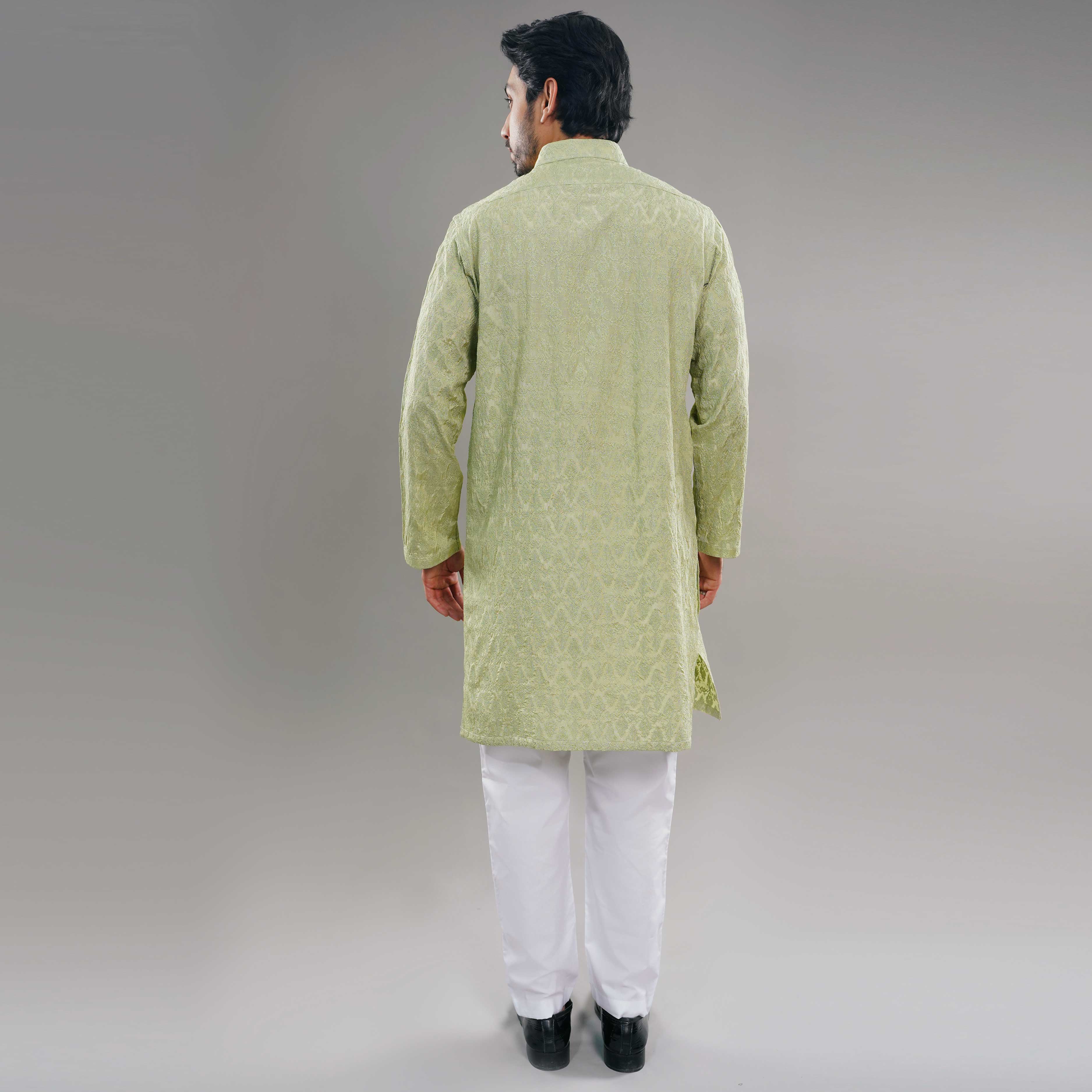 PISTACHIO CHIKANKARI KURTA (ART264)
