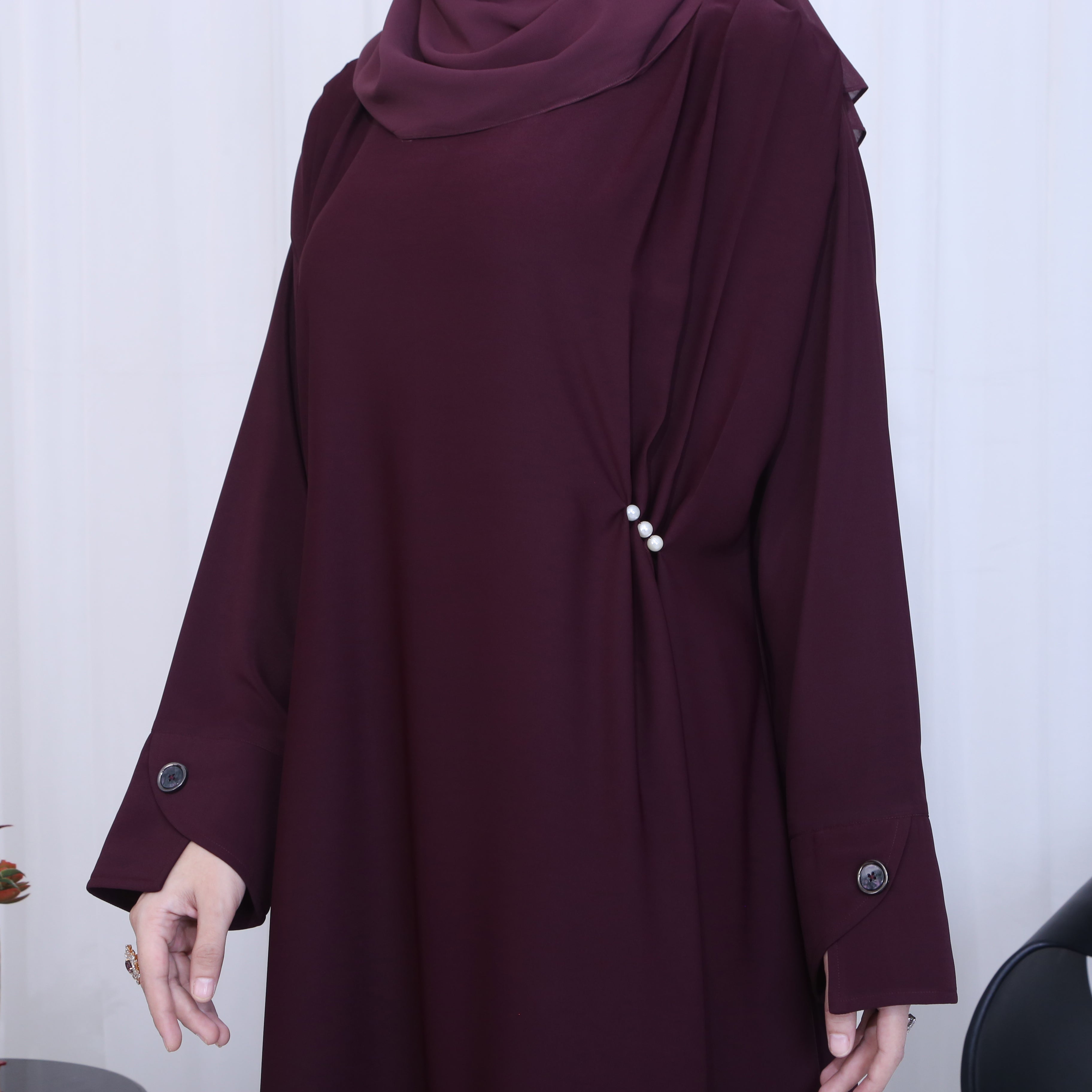 BURNT BURGUNDY ABAYA FOR WINTER (RB766)