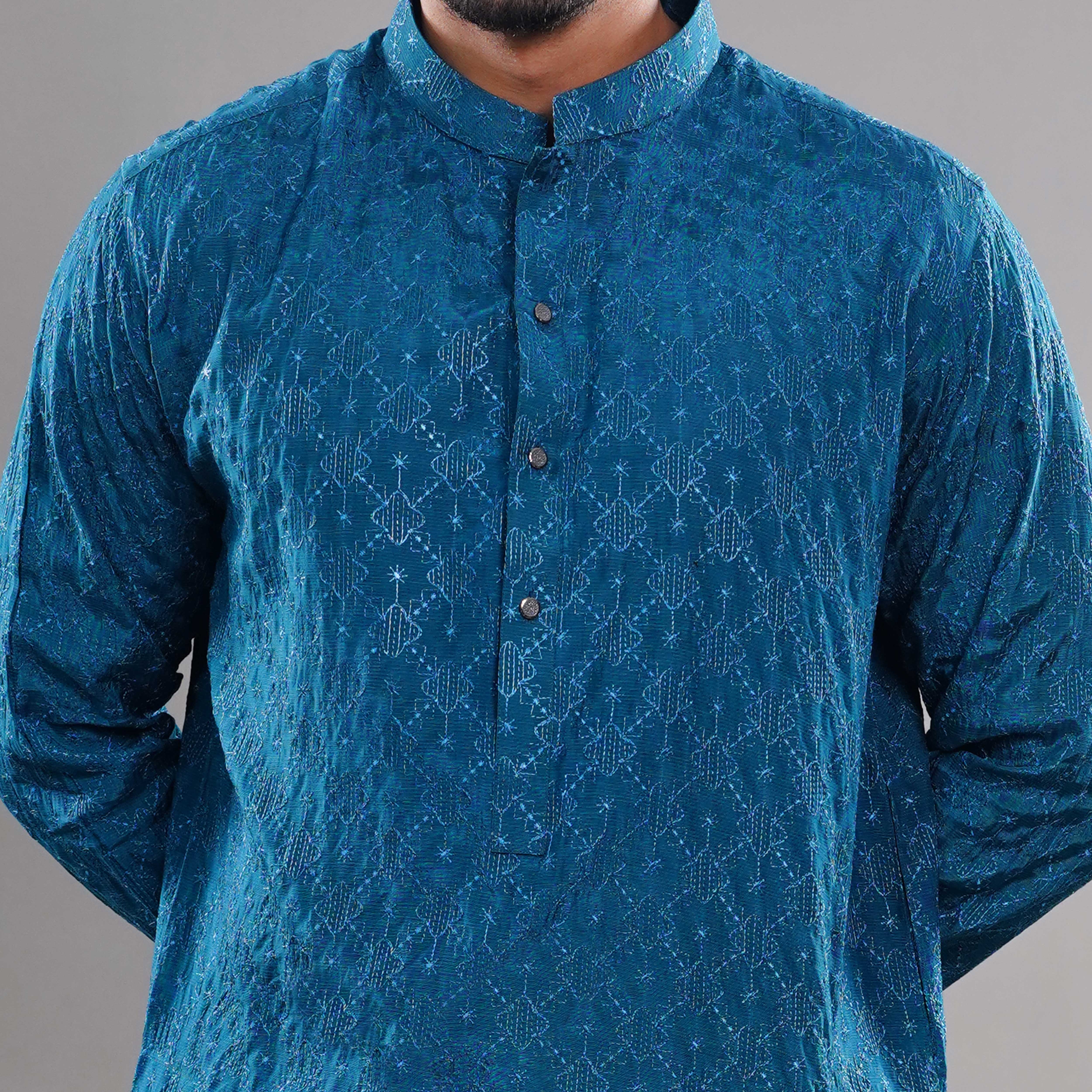 TEALBLUE CHIKANKARI KURTA (ART264)