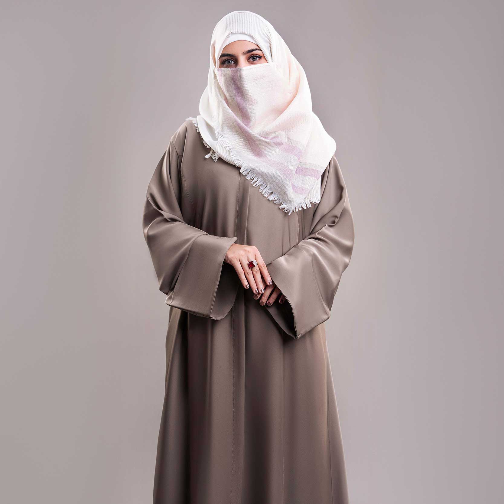 PALE OYSTER ABAYA(RB876)
