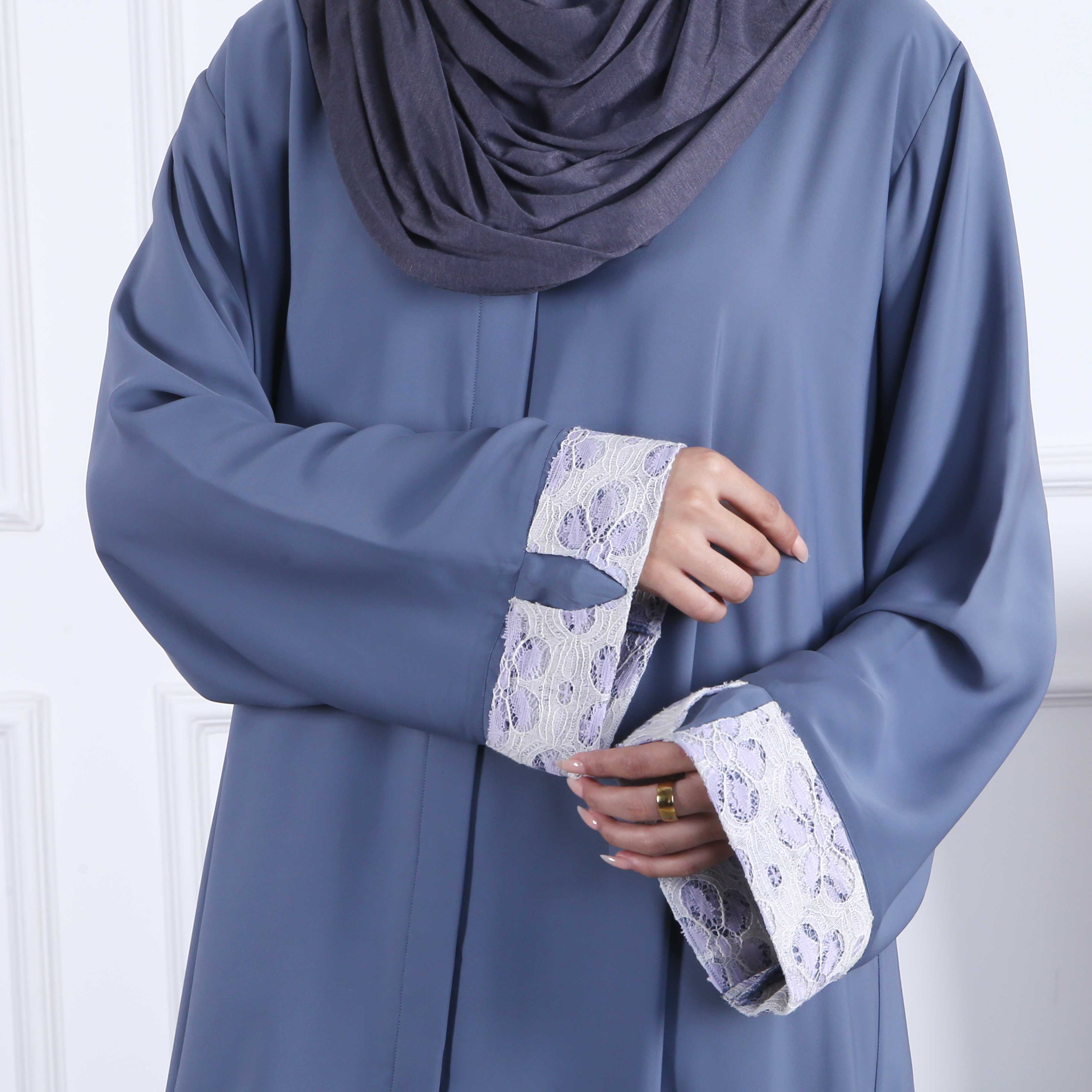 CHIC GREY FRONT OPEN ABAYA(PR892)