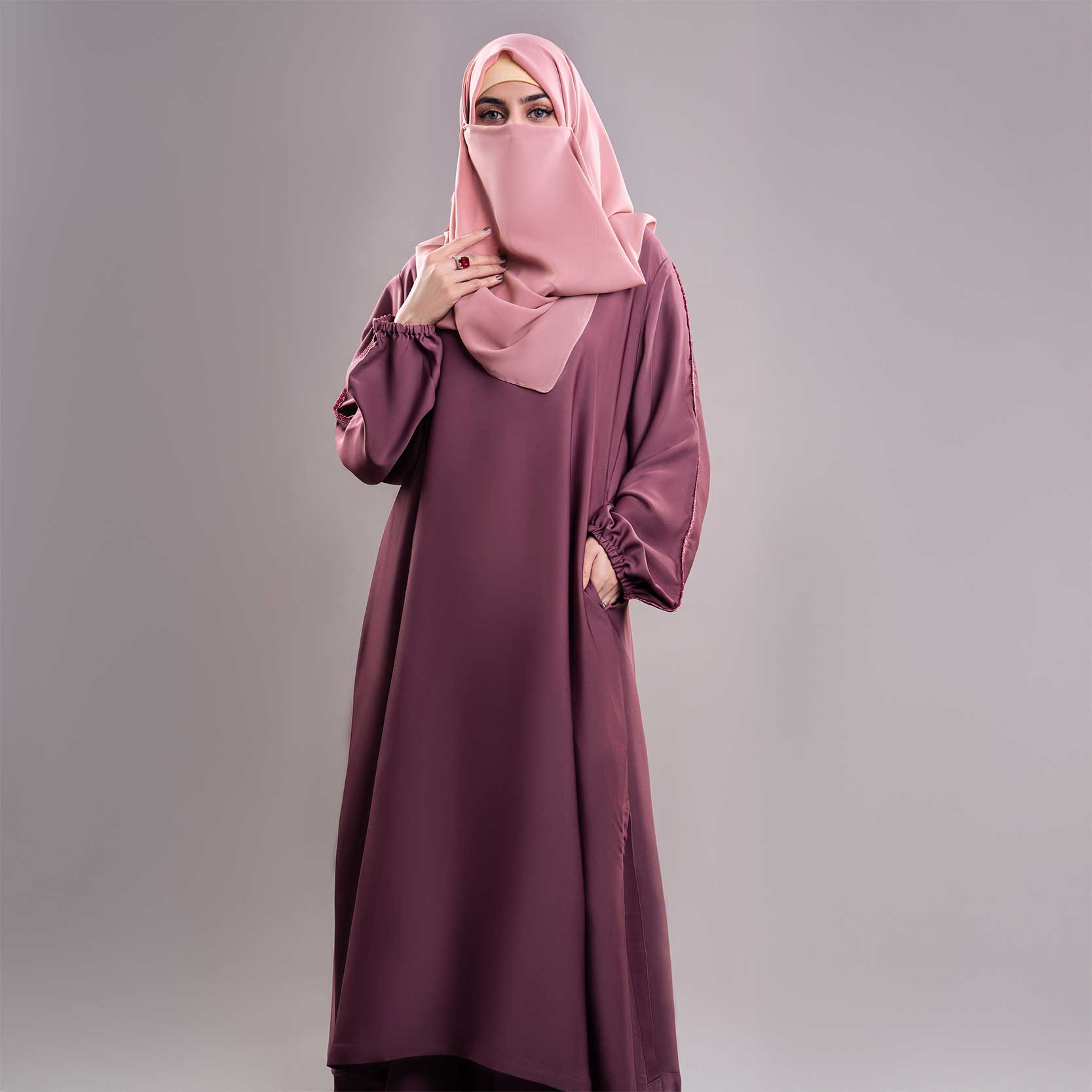 STYLISH MAUVE ABAYA (RB871)