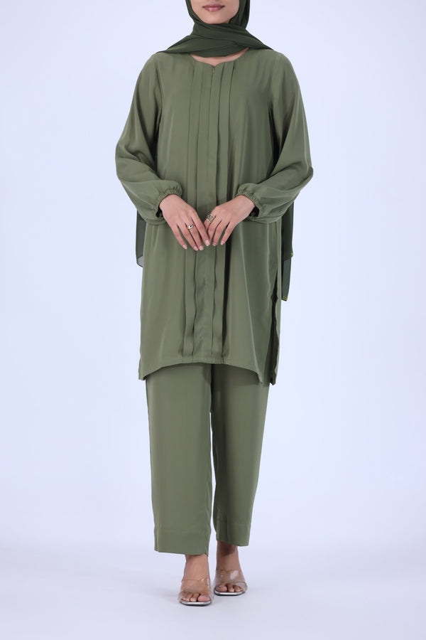 PLEATED SAGE CO-ORD SET