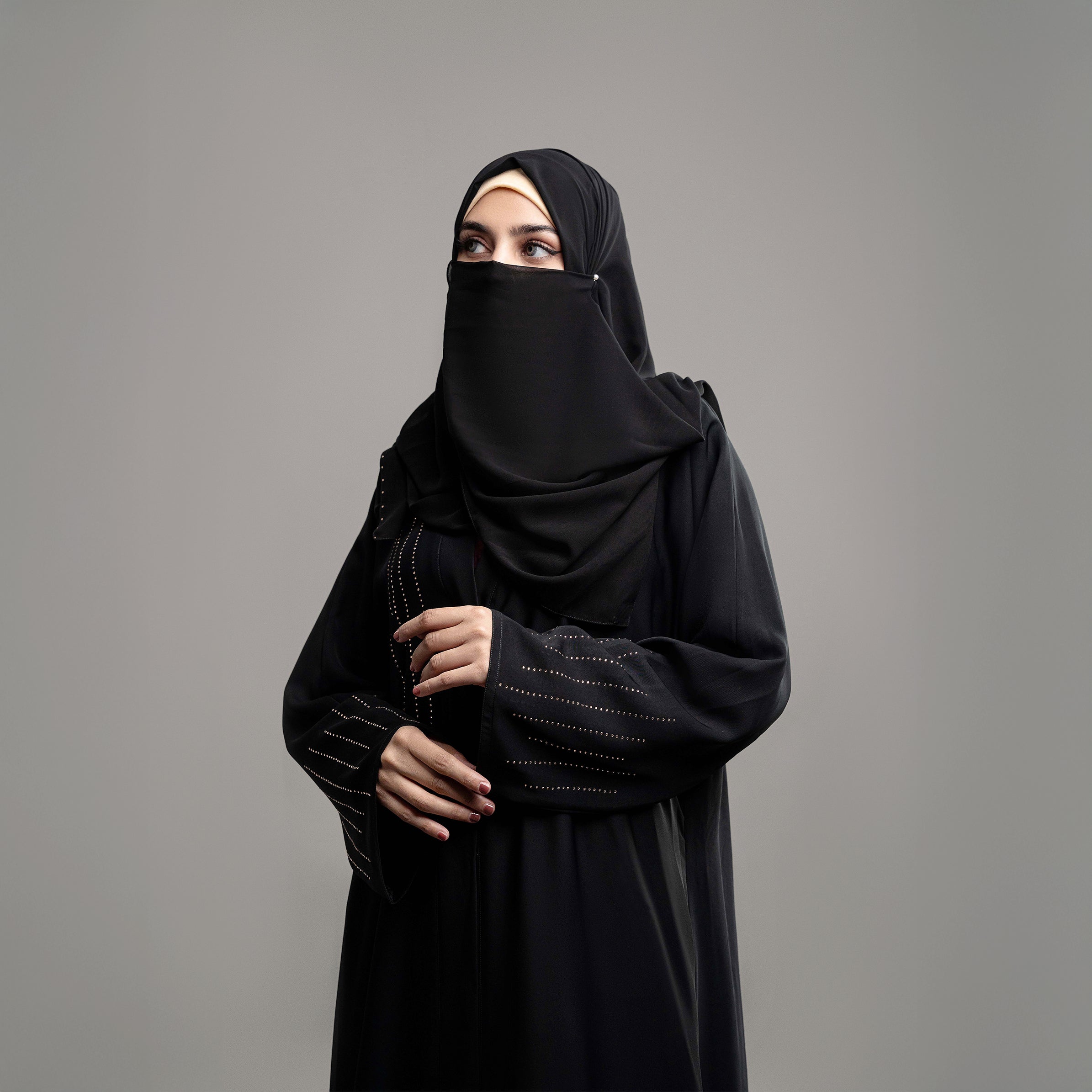 ELEGANCE BLACK ABAYA(RB739)