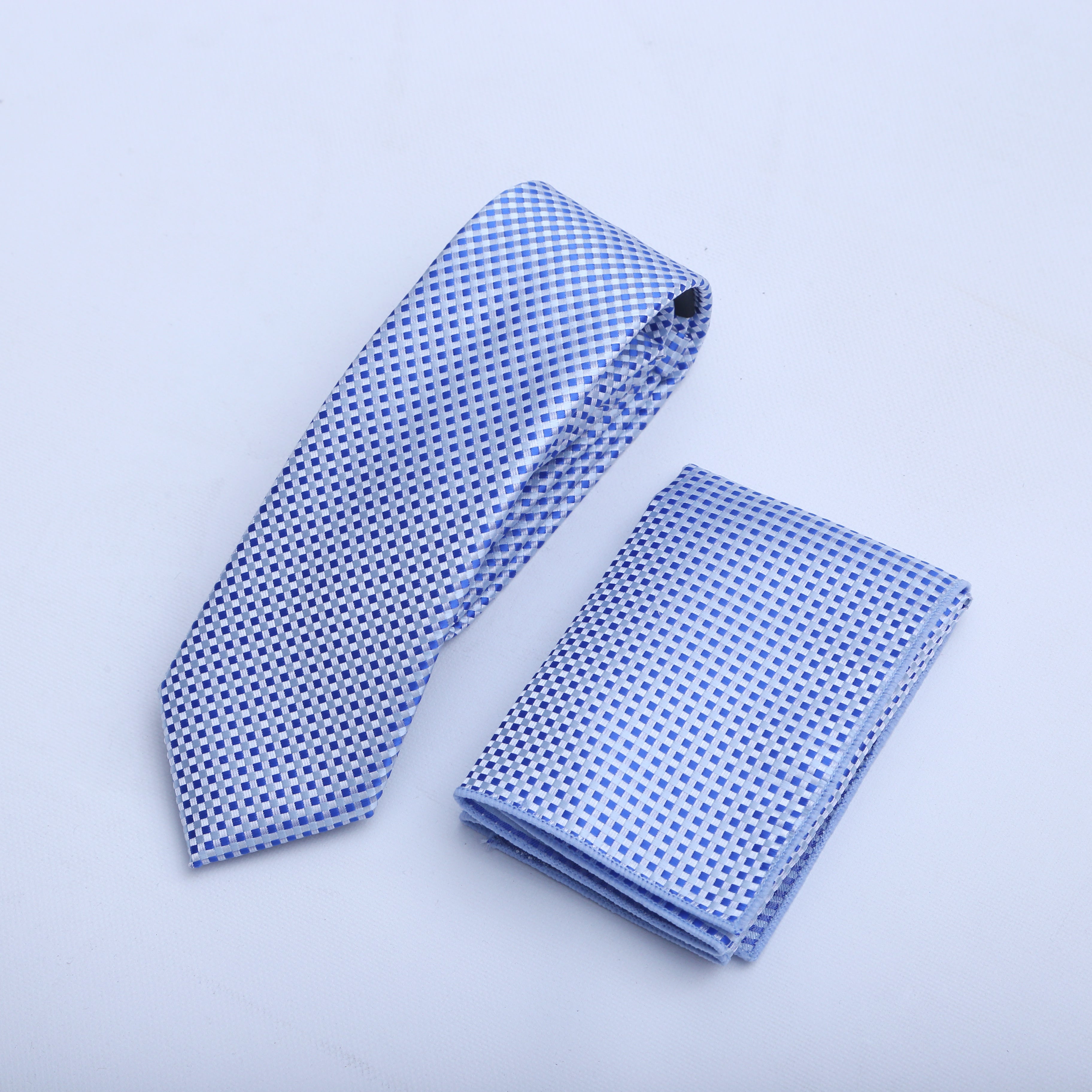 LIGHT BLUE TIE AND POCKET SQUARE