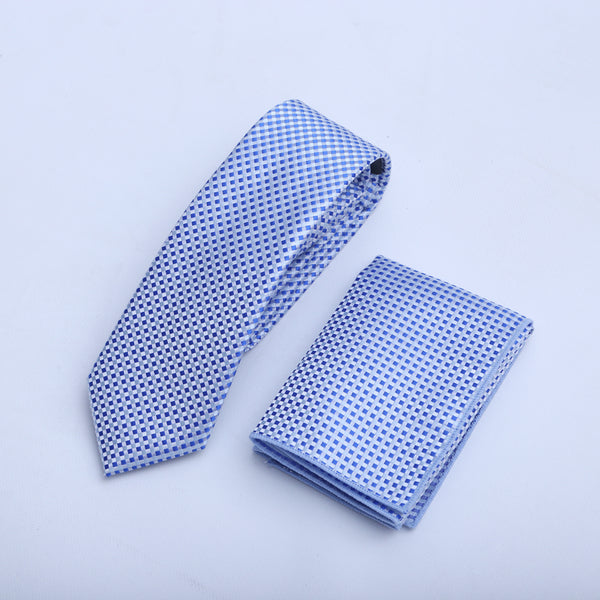LIGHT BLUE TIE AND POCKET SQUARE