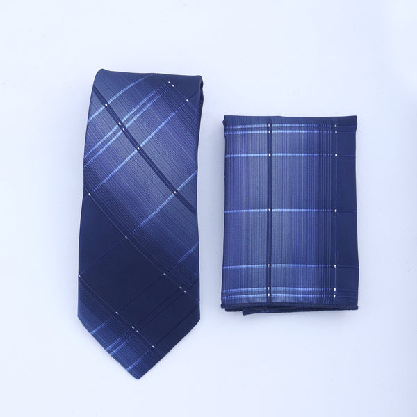 BLUE TEXTURE TIE AND POCKET SQUARE