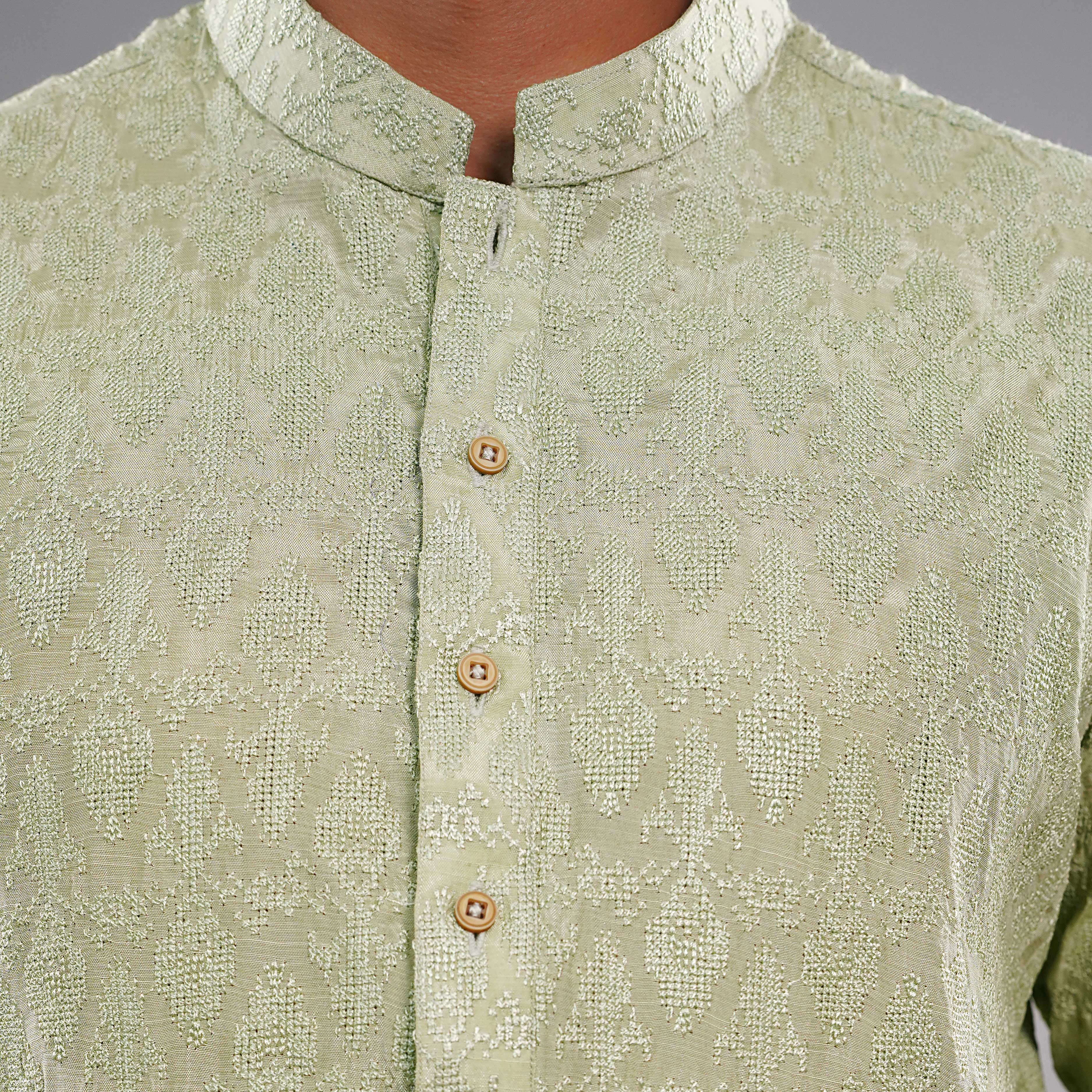 PISTACHIO CHIKANKARI KURTA (ART264)
