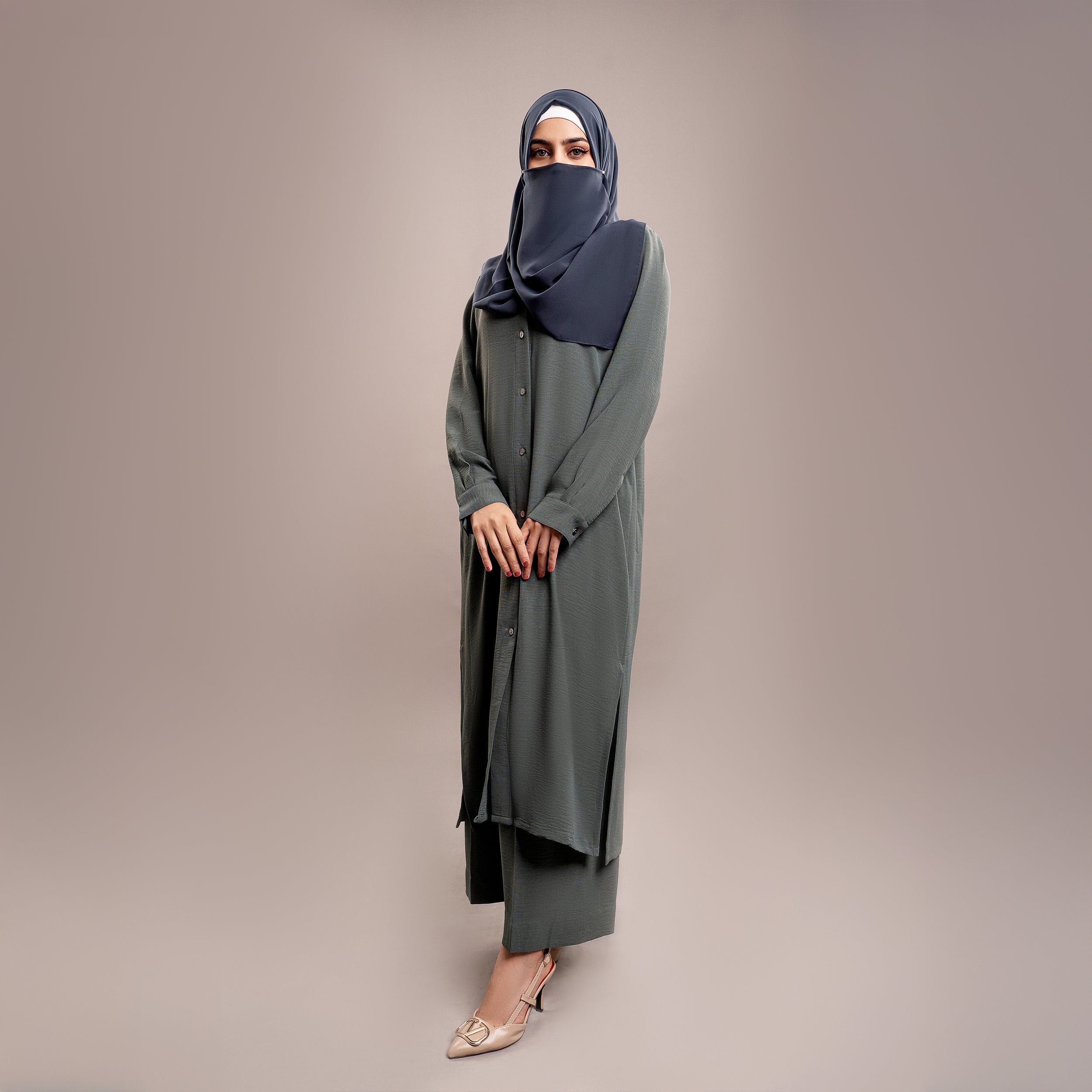 DAVY GREY ELEGANCE ABAYA(RB996)