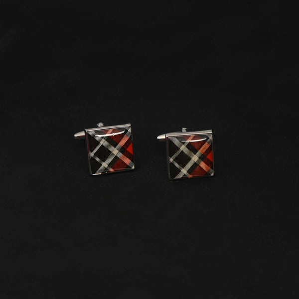 RED CHECK CUFFLINKS