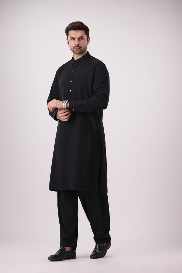 JET BLACK SUIT WITH FRENCH CUFFS