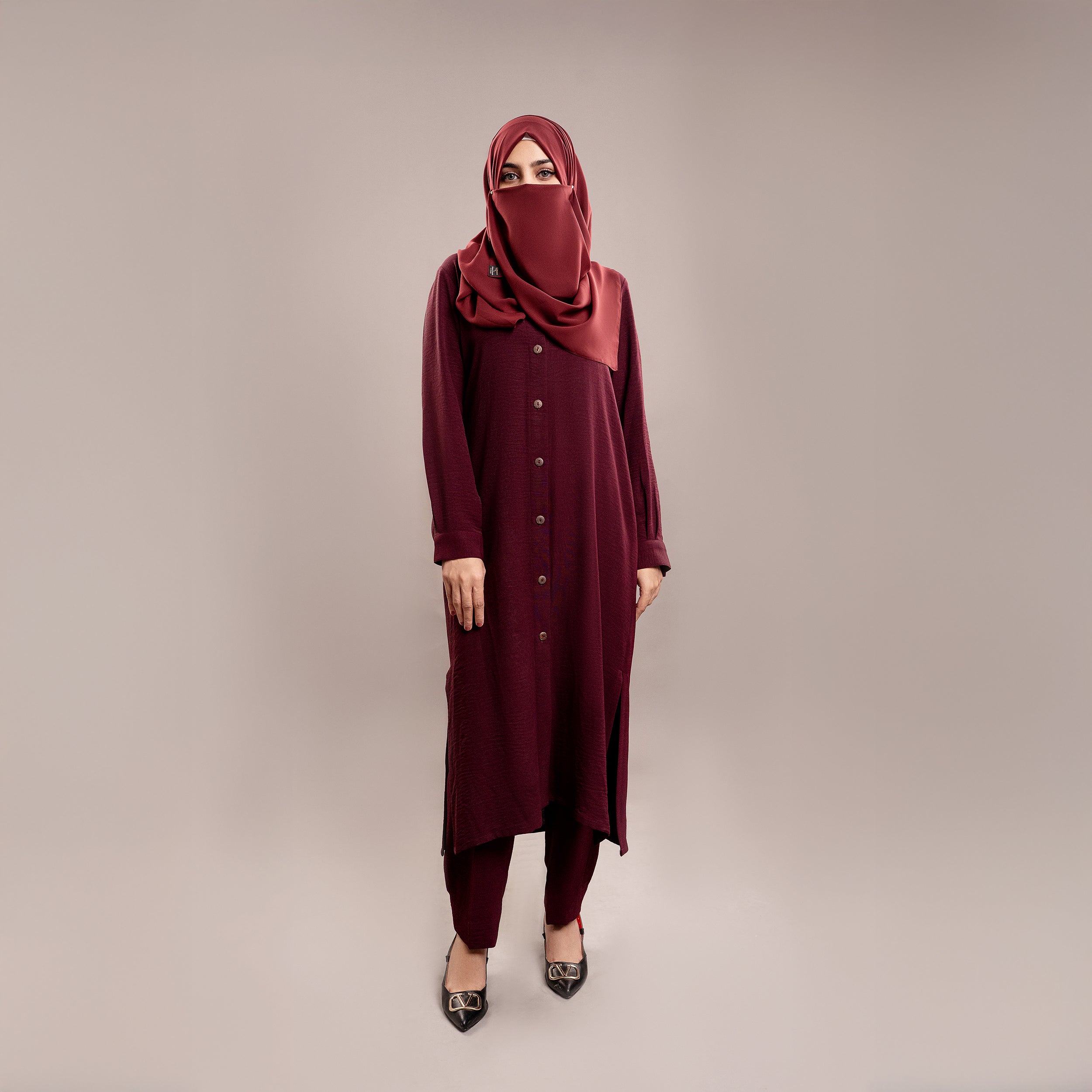 MAROON GRACE ABAYA(RB996)
