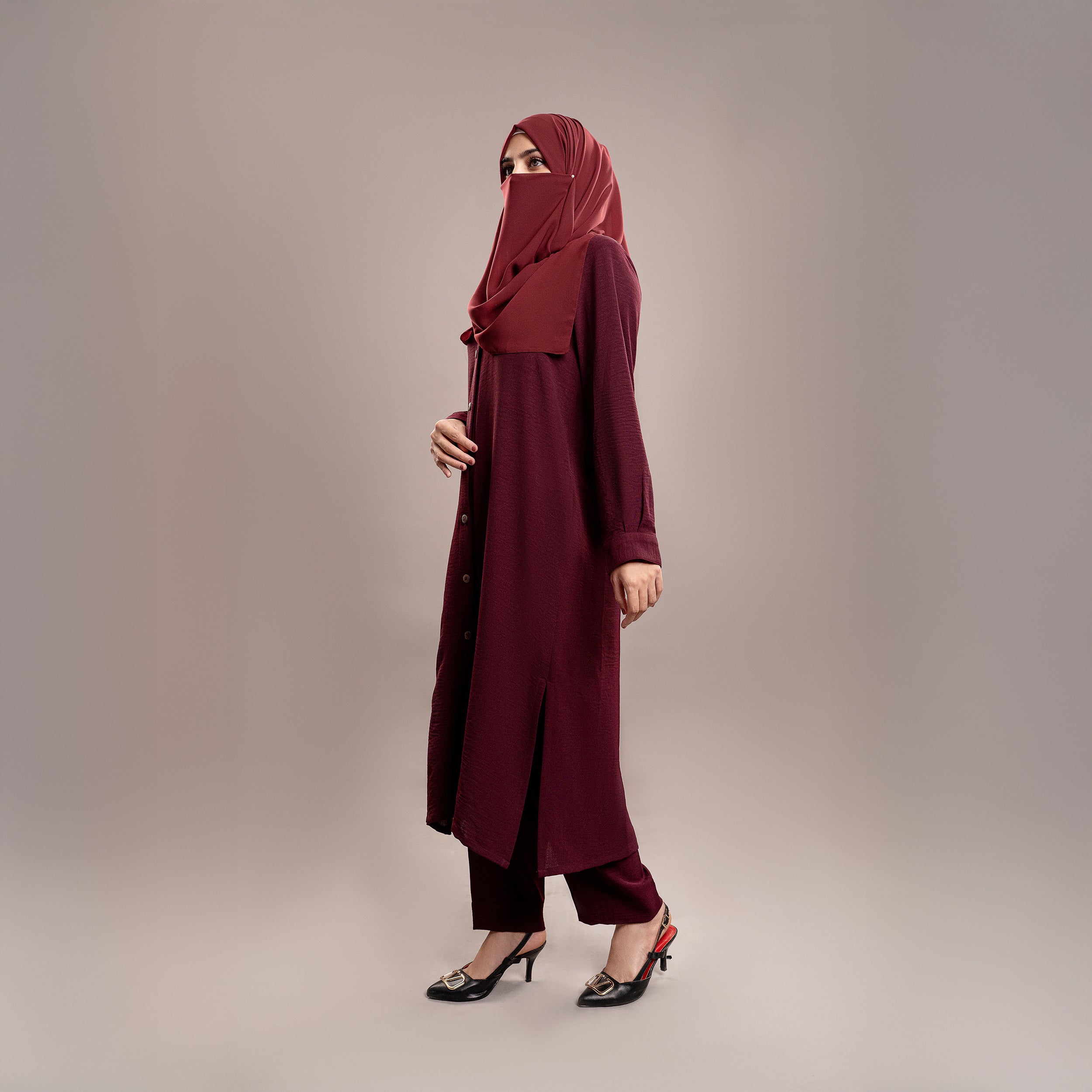 MAROON GRACE ABAYA(RB996)