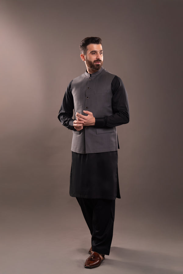 ARSENIC GREY ITALIAN WAIST COAT(ART257)