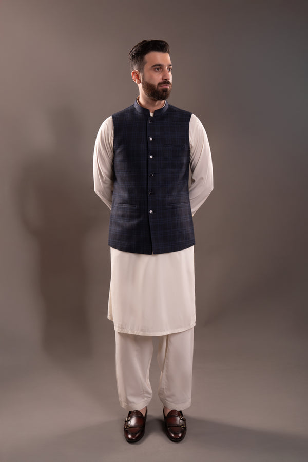 COBALT SELF WAISTCOAT