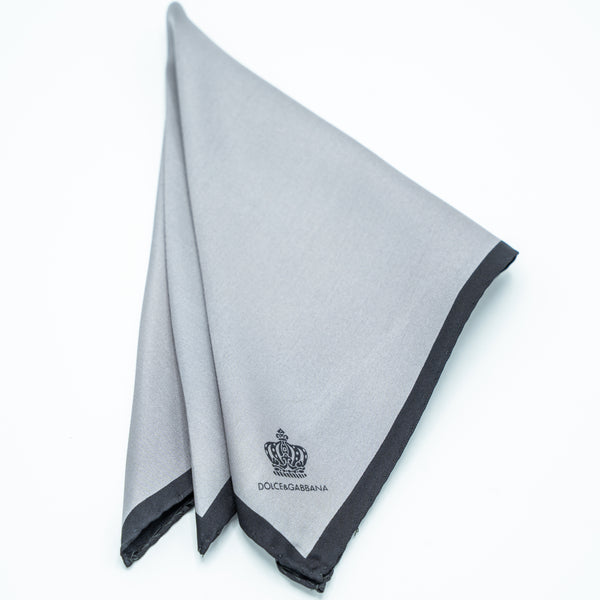 DOLCE & GABBANA GRAY CROWN POCKET SQUARE