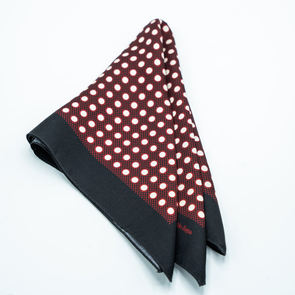 ZEGNA BURGUNDY POLKA DOT POCKET SQUARE
