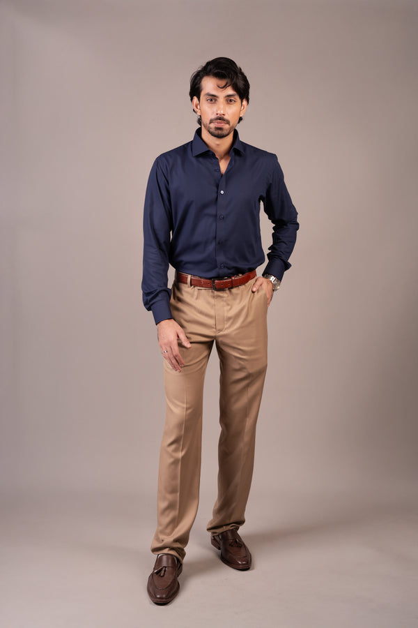 WRINKLE-FREE DEEP NAVY DRESS SHIRT
