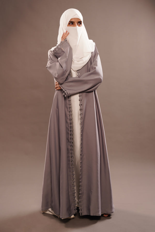 GREY SERENITY NIDA FABRIC ABAYA