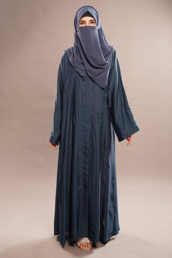 DEEP TEAL BLOOM ABAYA