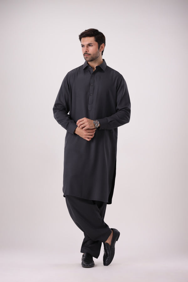 CHARCOAL WEAVE QAMEEZ SHALWAR
