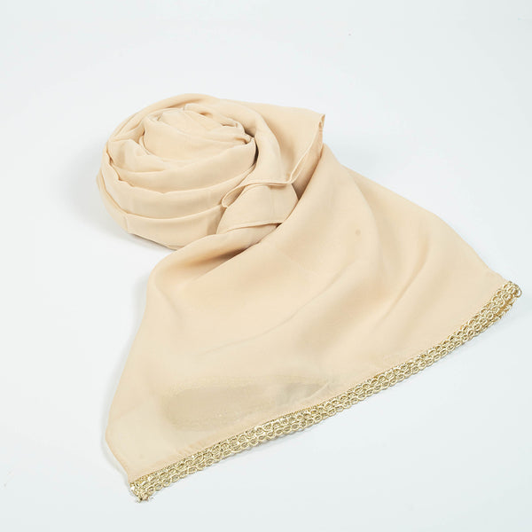 SOFT BEIGE LACE CHIFFON HIJAB