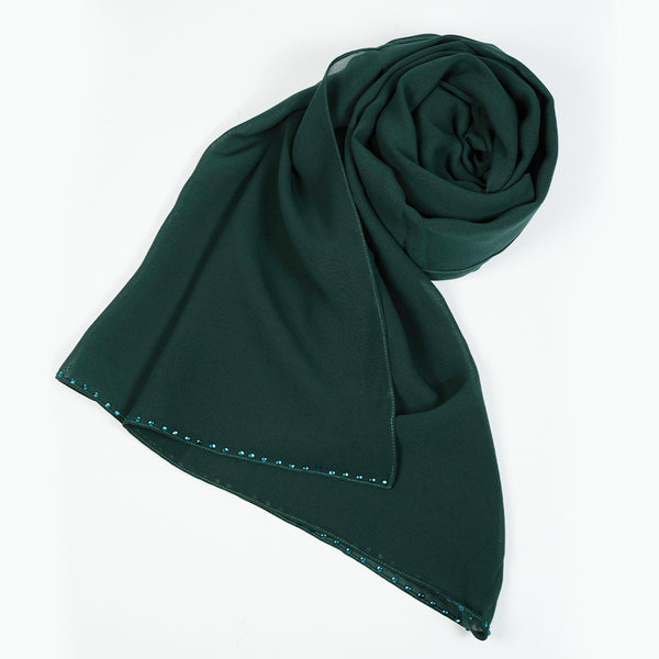 DEEP GREEN CHIFFON SCARF