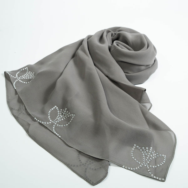 GREY BLOOM CHIFFON HIJAB
