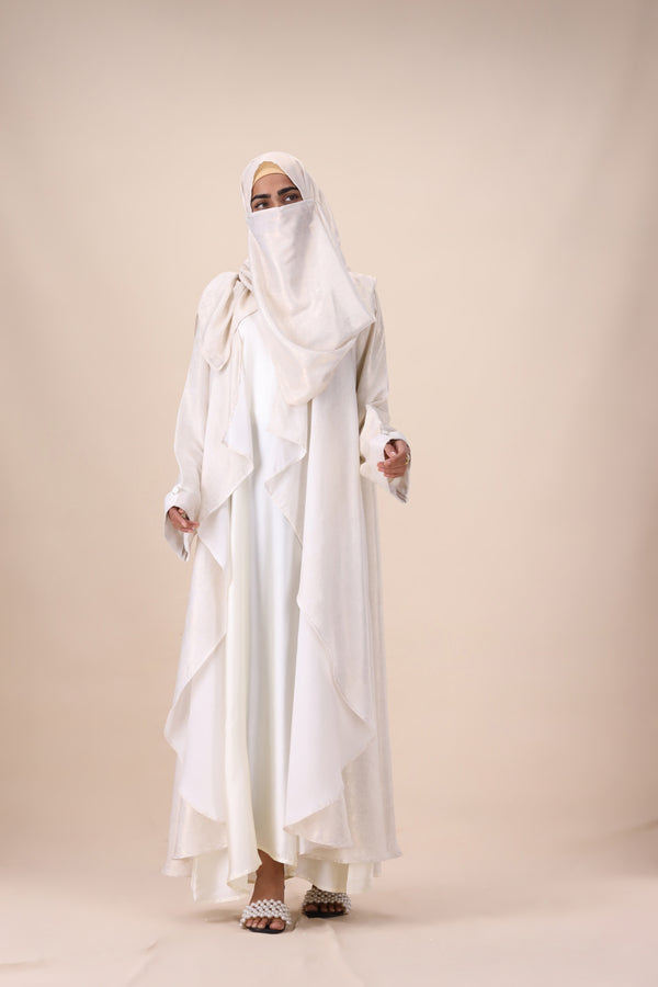 STYLISH SHIMMER OFFWHITE ABAYA(RB909)