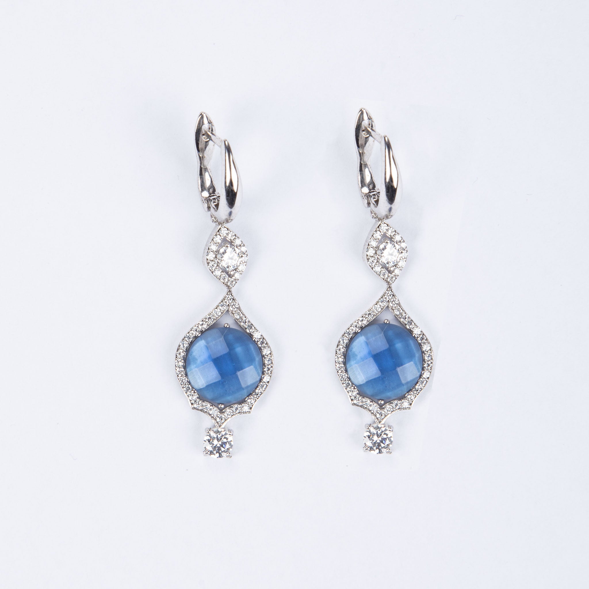 Blue Stone Bell Earrings